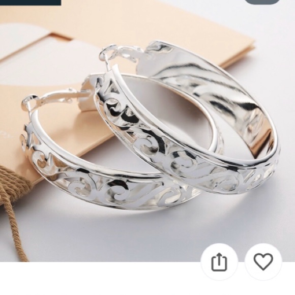 2 For 15 Silvertone Hoop Earrings